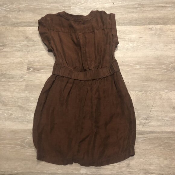 J. Crew Womens SZ 4 Brown Tie Waist Mini Shirtdress Sleeveless Linen Blend Dress - Picture 6 of 7